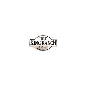A silver pin with the words king ranch on it.