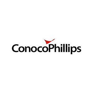 A white and black logo of conoco phillips