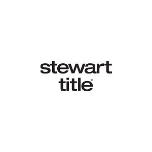 A black and white image of stewart title.