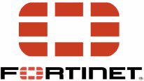 A red and white logo for fortinet.