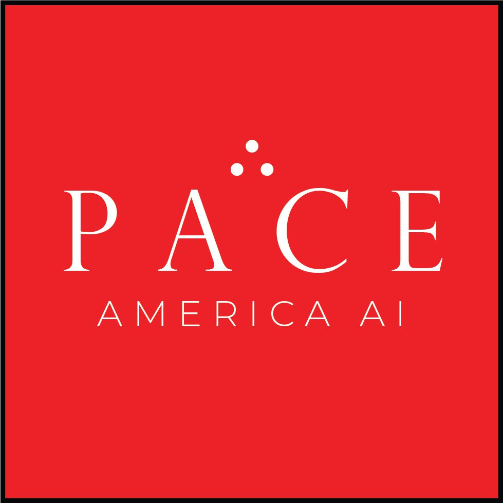 Red square logo with the words PACE America AI and three dots above the A.